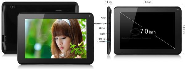 V08 de 7 polegadas Tablet PC Android 4.0 WM8850 1.2GHz 4GB C