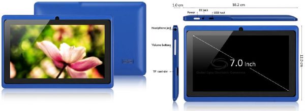 Q88 7 polegadas Tablet PC Android 4.0 Boxchip A13 1.0GHz