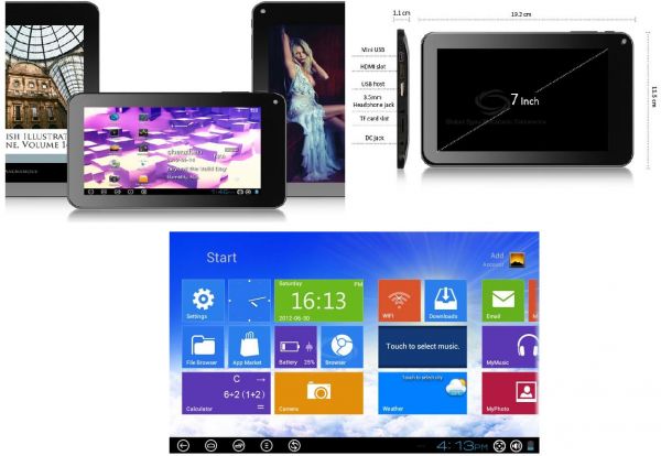 WM8850 Win8 UI 8GB Android 4.0.3 Tablet PC 7 polegadas VIA 8